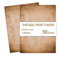 Vintage aesthetic 8.26x11 inch A4 scrapbooking paper with weathered texture, 50 sheets - Water Stained Tan (FG03-F)