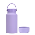 650ml purple matte stainless steel vacuum flask with handle lid and silicone base - 650ml / Taro Purple