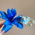 Pince à cheveux fleur de lys bleu élégante avec texture délicate pour coiffures - Pince à Bec de Canard Fleur de Lys (159#) / Bleu clair