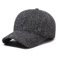 Winter baseballpet van donkergrijs tweed met zilveren SL-logo voor heren - Verstelbaar / Grijs