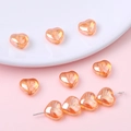 Orange iridescent heart-shaped 10mm glass beads for DIY jewelry making and crafts - 12# Orange AB
