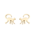 Minimalist gold-finished stainless steel monkey-shaped stud earrings for women - Monkey / Gold