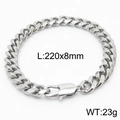 Zilveren roestvrijstalen 8mm Cubaanse schakelarmband voor heren met een grote karabijnsluiting - Stijl B-8mm-220mm(KB165916-ZZ)