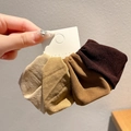 Set of 4 soft velvet hair ties in neutral brown tones for secure high ponytails - Set of 4 / Coffee Series