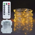 Warmweiße LED-Kupferdraht-Lichterkette mit Fernbedienung und wasserdichtem Batteriefach - Warmweißer Kupferdraht - Wasserdichtes Batteriefach + Fernbedienung / 2M 20LEDs