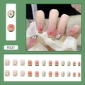 Press-on nagels set met avocado-ontwerp en perzikroze kleurverloop, 24 stuks totaal - Avocadogroen Stijl (R521)