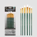 6-piece professional angled paint brush set for acrylic, oil, and watercolor painting - 6Pcs Angled Peak HB6203D / Dark Green