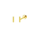 Minimalist golden stainless steel geometric ear studs with 4mm flat disc design - One Pair / T-Shape (LA111308-G)