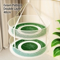 Panier de séchage à double couche de 40cm avec maille blanche et motifs verts élégants - Double Couche / 40cm / Vert Double Couche (40cm Rond)
