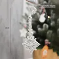 White 16cm Christmas key ornament with glitter finish and silver hanging string - Key (White Sequin)