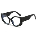 Fashionable black irregular cat-eye sunglasses with thick temples and blue light lenses - Black Frame