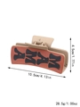 Beige and orange rectangular matte hair claw clip with MAMA print and size dimensions - 90040-MAMA Letter