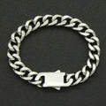 Pulsera de cadena cubana para hombre en acero inoxidable pulido con estilo punk y motero - Pulsera de Plata / 7 Pulgadas (aprox. 18 cm)