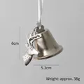 Silver deer head metal Christmas bell ornament with white hanging ribbon 6x5.3cm - Reindeer Head Bell