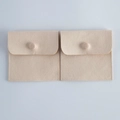 Beige microfiber velvet jewelry pouches with snap button closure for rings and small items - 8x8cm / Beige