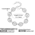 Bracciale a maglia a chicco di caffè in acciaio inossidabile argento con chiusura a moschettone - Bracciale (19+5cm) / Argento
