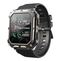 Rugged C20PRO military smartwatch in black and grey metal with silicone strap - Black