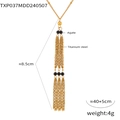 Golden titanium steel multi-layer chain necklace with black onyx beads design - Gold Multi-layer Tassel Necklace
