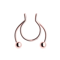 Detailansicht des roségoldenen U-förmigen Septumrings aus Edelstahl mit glatten Kugeln - 0.8*8*3/3mm / Roségold