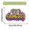 Graffiti gaming wall sticker size chart 52x32cm with controller and gamers typography - King Game Controller Style (UV50640T_R)