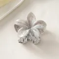 Grey marble texture plumeria flower hair claw clip with acetate finish and metal spring - Marble Grey [8cm Large]