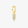 Elegant S925 sterling silver gold drop earrings with white marquise stone leaves - 925 Silver / Gold-White Rhinestone