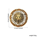 Golden lion head brooch with orange rhinestones and circular vintage pattern details - Round Lion Head Orange Rhinestone XD824312-1