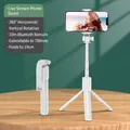Foldable Bluetooth selfie stick with tripod stand showing 19cm storage and 70cm extension - White 70cm Standard Version (F210)