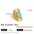 Detailed size and weight specs for the embossed stainless steel turquoise stone ring - Embossed Teal Stone Style (NB-R24241-BU)