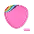Macro shot of rose red triangular stainless steel storage tray with rainbow stripe accent - Rose Red