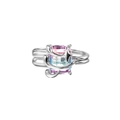 Offener Stern-Ring mit Farbverlauf-Zirkonia und flüssigem Metall-Stil Silberband - Einstellbar Offen / Silber Stern Farbverlauf Blau Violett Stil (SSJZ-161)