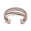 Minimalist five-layer twisted cable cuff bracelet in rose gold and silver bicolor - Rose Gold & Steel Color (KB86950-Z)