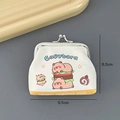 Porte-monnaie Capybara blanc avec fermoir rétro et illustration de burger - Cuir PU / Hamburger Capybara (Boucle PU)