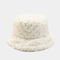 Close-up of plush white faux fur bucket hat showing soft texture and minimalist design - M (56-58cm) / White