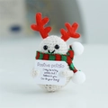 Positive potato crochet doll with red antlers and striped scarf holding a card - Antler Potato Off-White