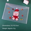 Translucent Christmas bear document folder with snap button 31.5x22.5cm size - Christmas File Bag - Bear