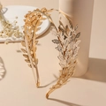 Eleganter goldener Haarreif mit Metallblättern im griechischen Stil für Damen, glänzend - Gold
