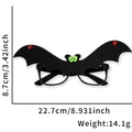 Occhiali da pipistrello per Halloween in feltro nero con dettagli verdi e misure - Taglia unica / Piccoli occhiali da pipistrello dagli occhi verdi