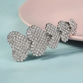 Detailed view of silver heart-shaped hair clip with shimmering rhinestones on pastel background - 10# Heart Style 5