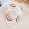 Double-layered muslin baby bib with rainbow print on a minimalist cream background - Meteor Rainbow