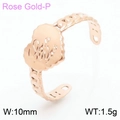 Anillo abierto de corazón en oro rosa con grabado, 10 mm de ancho y acero inoxidable - Oro Rosa (KR105027-KFC)