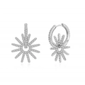Detailed macro view of S925 silver sunflower earrings with sparkling colorful zircons - Silver with White Zircon / Silver