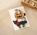 Halloween hair clip set featuring sequined pumpkin and black cat on white display card - Star Pumpkin and Cat Set
