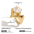Edelstahlring in Gold mit 0,78 cm weißem Zirkon-Stein und detaillierten Maßangaben - Runder Weißer Zirkonia Band Stil (JDR0104018)