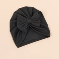 Détail de la maille respirante du turban bébé noir avec grand nœud décoratif - Gris foncé