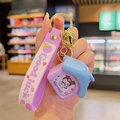 Kuromi keychain featuring a glowing purple charm and wrist strap with gold ring - Cartoon Luminous House-Purple Devil Rabbit