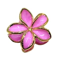 Pink plumeria flower claw clip with gold metal edges and glossy resin petals - Gold Rim Plumeria [Rose Red]