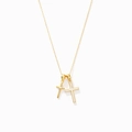 Collana doppia croce in argento s925 dorato con zirconi su sfondo bianco professionale - Argento 925 / Oro