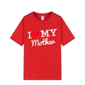 T-shirt rouge en coton avec imprimé I Love My Mother pour un look décontracté - XS / Haut (Imprimé I Love My Mother) / Rouge