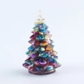 Mini resin Christmas tree with colorful translucent glass-like pieces and star topper - 20 Colored Shell + Metal Decoration
